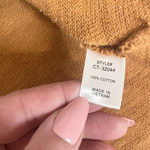 Zenana Size XL Thermal Pullover Sweater Slouch Shoulders Cropped Gold - Picture 7 of 12